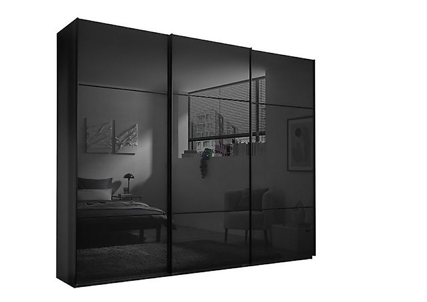 freiraum Schwebetürenschrank Minda in Schwarz, Melamin + Glas - 270x225x62c günstig online kaufen