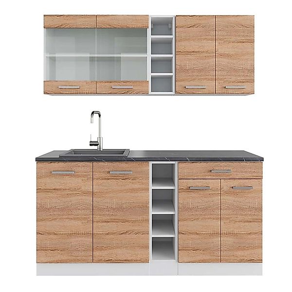 Vicco R-Line Singleküche Sonoma/Weiß 160 cm AP Anthrazit günstig online kaufen