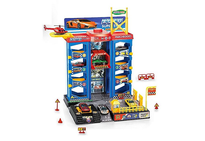 TikTakToo Spiel-Parkhaus Mehrstöckiges Parkhaus, mit 3 Autos, Hubschrauber günstig online kaufen