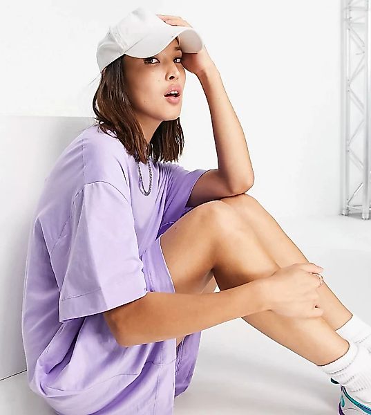 COLLUSION – Kurzes T-Shirt-Kleid aus Bio-Baumwolle-Lila günstig online kaufen