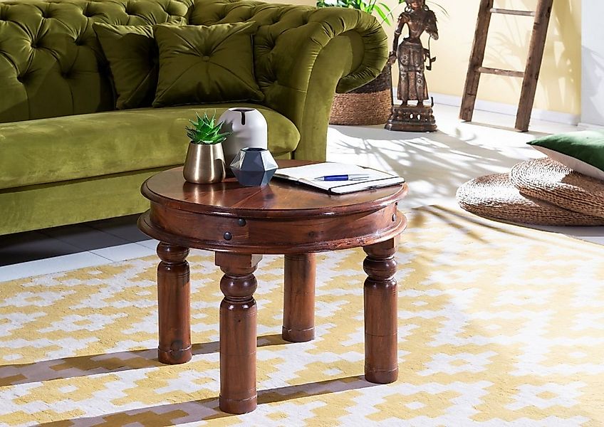 Massivmoebel24 Couchtisch OXFORD (60x60x45, runder Couchtisch aus massiven günstig online kaufen