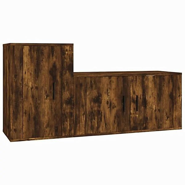 furnicato TV-Schrank 2-tlg. TV-Schrank-Set Räuchereiche Holzwerkstoff (1-St günstig online kaufen