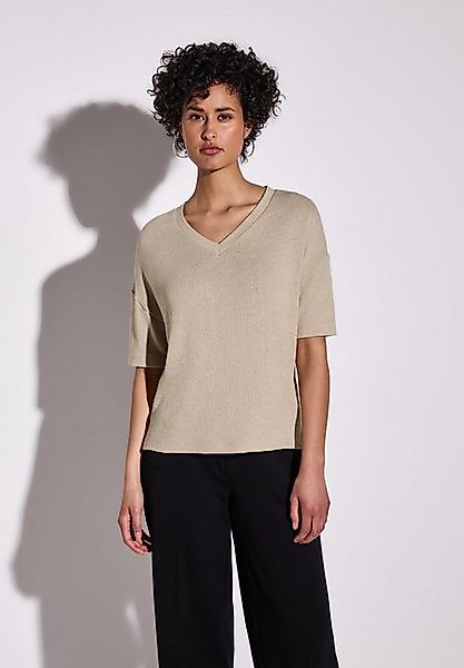 STREET ONE T-Shirt im Strick-Look mit V-Ausschnitt günstig online kaufen