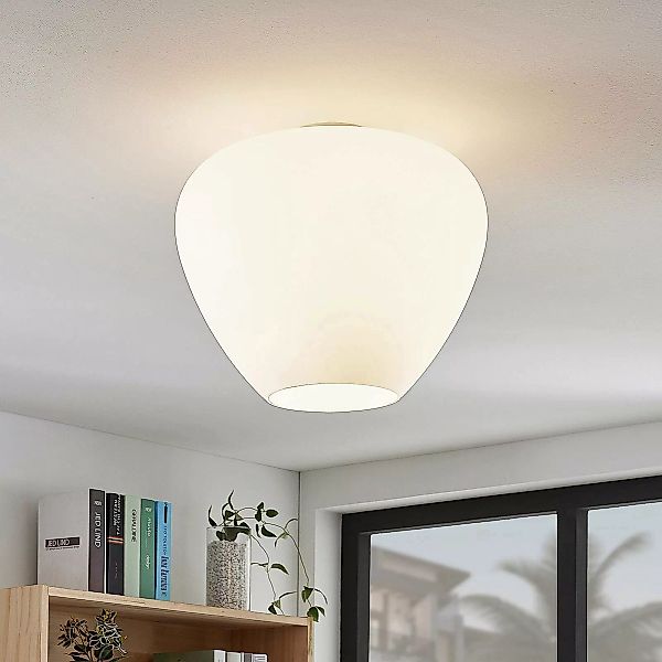 Lindby Deckenlampe Bibiane, opalweiß, Glas, Ø 38 cm, E27 günstig online kaufen