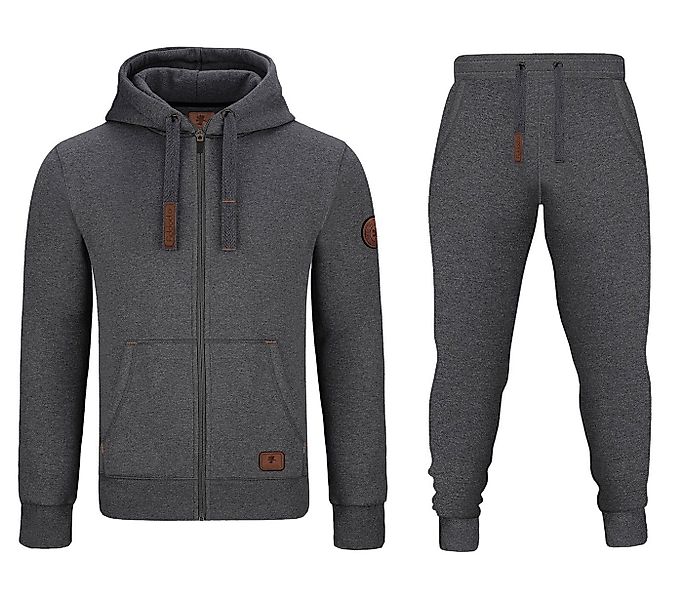 O'Poppy Jogginganzug Herren Lederpatch darkgrey (2-tlg), mit Kapuze, Eingri günstig online kaufen