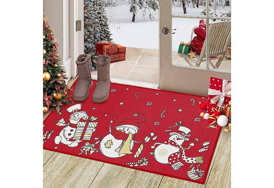 GarveeMore Fußmatte Schneemann, rechteckig, Höhe: 7 mm, Weihnachtsdesign mi günstig online kaufen