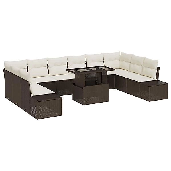 vidaXL Garten-Sofa-Set mit Speicher 11-Tlg Braun Poly Rattan 3357991 günstig online kaufen