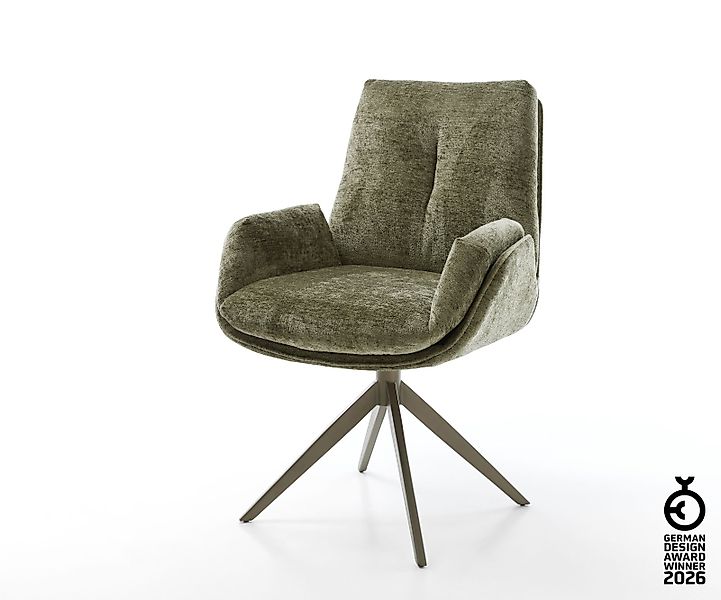 Drehstuhl Clea-Flex Chenille Olive Kreuzgestell breit Effektfinish Titan 36 günstig online kaufen