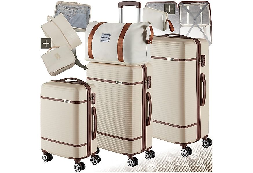 tectake Trolley Reisekofferset, 4 Rollen, 13-teilig, Hartschalen aus robust günstig online kaufen