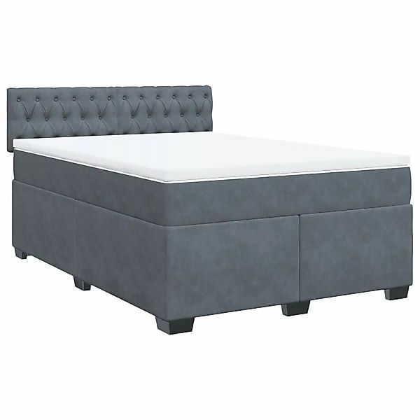 vidaXL Boxspringbett mit Matratze Dunkelgrau 140x200 cm Samt2107545 günstig online kaufen