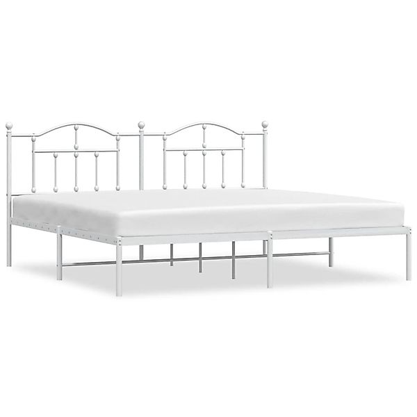 vidaXL Bettgestell, Bettrahmen mit Kopfteil Metall Weiß 193x203 cm günstig online kaufen