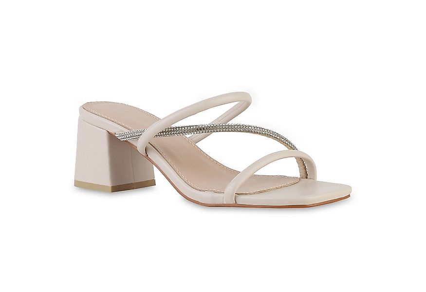 VAN HILL 841540 Sandalette Damen Pantoletten Sandaletten Strass Blockabsatz günstig online kaufen