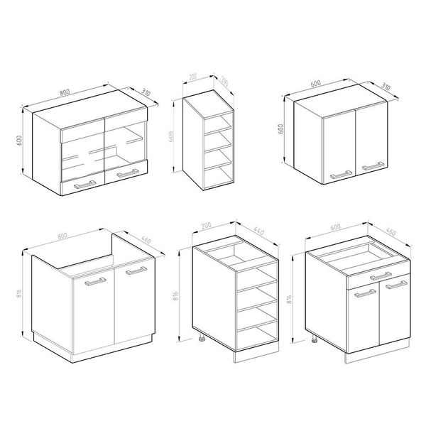 Vicco Küchenzeile R-Line, Edelgrau/Weiß, Ohne Arbeitsplatten günstig online kaufen
