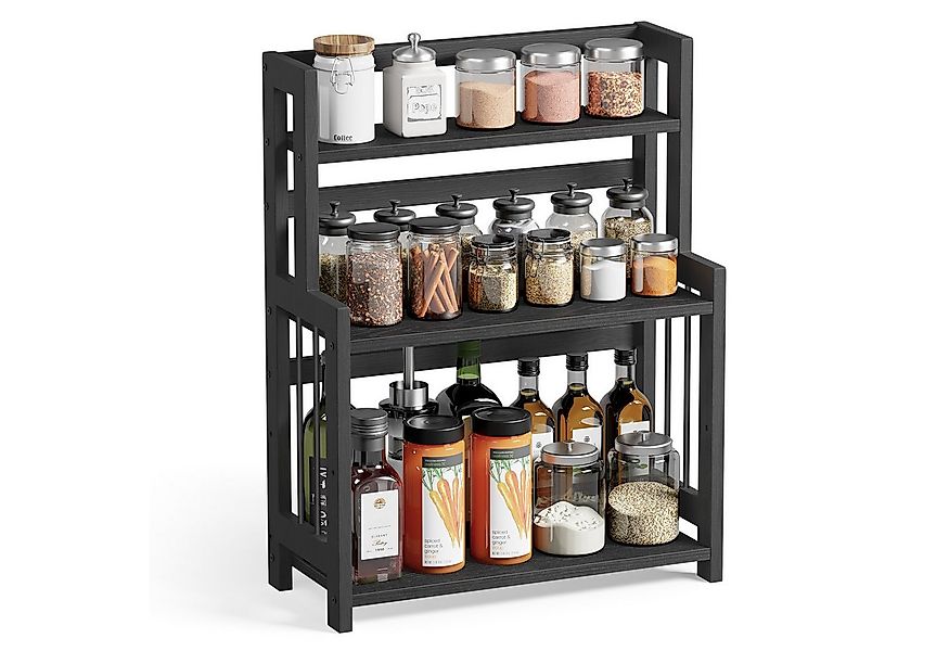 SONGMICS Gewürzregal, Gewürzregal mit 3 Ebenen, Küchenregal, Vintagebraun günstig online kaufen