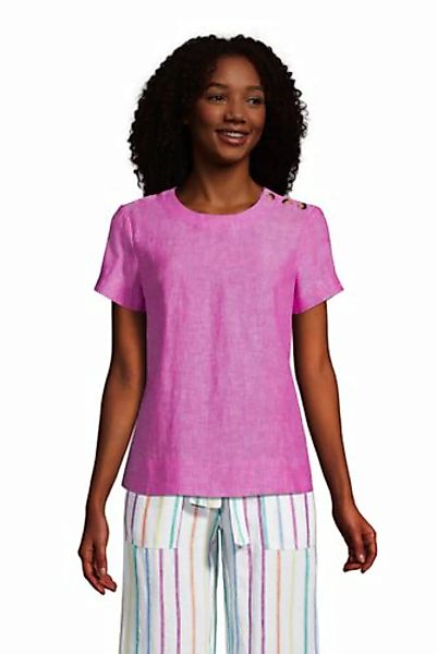 Leinen-Shirt mit Schulterknöpfen, Damen, Größe: 48-50 Normal, Pink, by Land günstig online kaufen