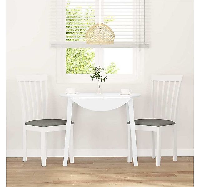 vidaXL Esszimmerstuhl Esszimmerstühle mit Kissen 2 Stk. Weiß Massivholz Gum günstig online kaufen