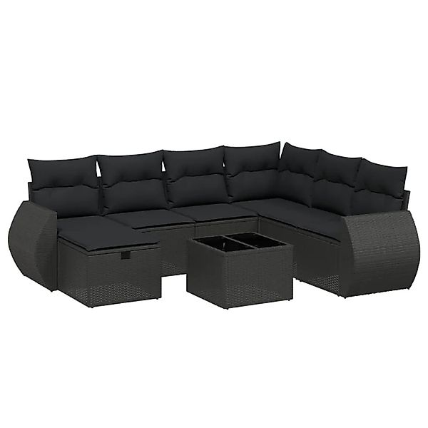 vidaXL 8-Tlg Garten-Sofagarnitur mit Kissen Schwarz Poly Rattan 3264151 günstig online kaufen