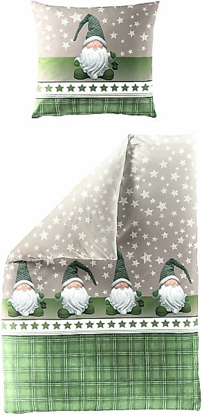 BIERBAUM Bettwäsche "Wichtel" 2 Stk. 100 % Baumwolle, Biber, unterschiedlic günstig online kaufen