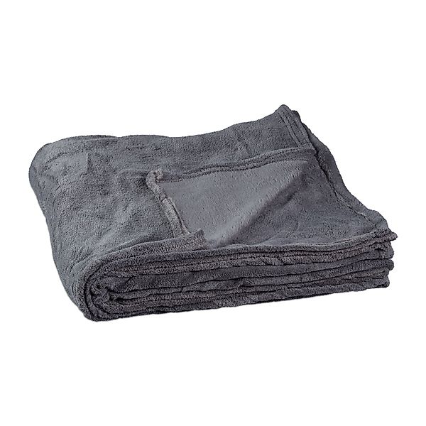 Wohndecke Kuscheldecke Fleece extragroß, relaxdays, Grau günstig online kaufen