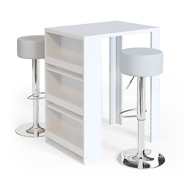 Vicco Bartisch, Weiß, 80 x 57 cm mit 2 Barhockern günstig online kaufen