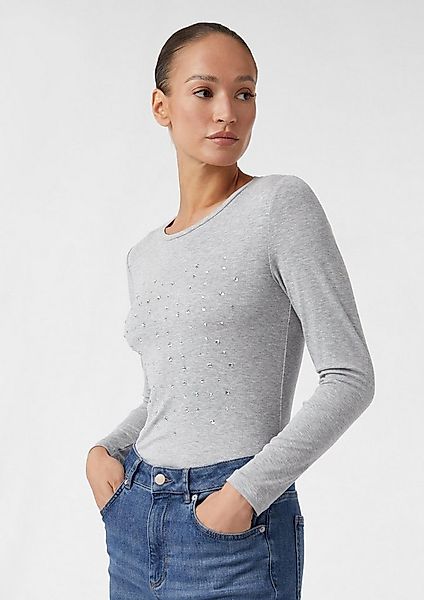 comma Langarmshirt T-Shirt Langarmshirt aus Jersey mit Schmucksteinen günstig online kaufen