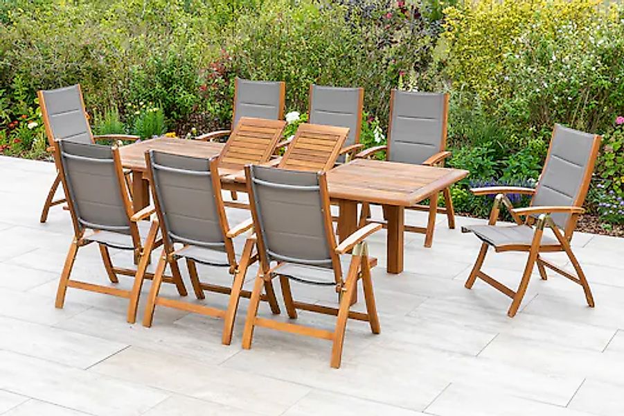 MERXX Garten-Essgruppe »Acapulco« 9 Stk. tlg. 8 Klappsessel, ausziehbarer T günstig online kaufen
