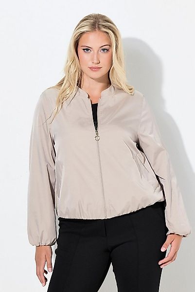Ulla Popken Kurzjacke Satin-Blouson elastischer Saum Stehkragen günstig online kaufen