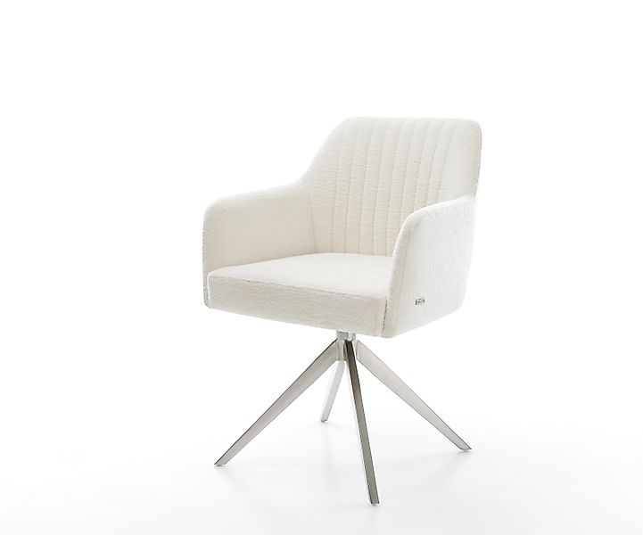 Drehstuhl Greg-Flex Bouclé Soft Beige Kreuzgestell breit Edelstahl 360° dre günstig online kaufen