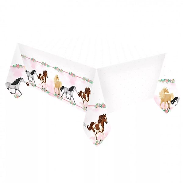 Tischdecke Pferde Mädchen 180 X 120 Cm Weiß/rosa günstig online kaufen