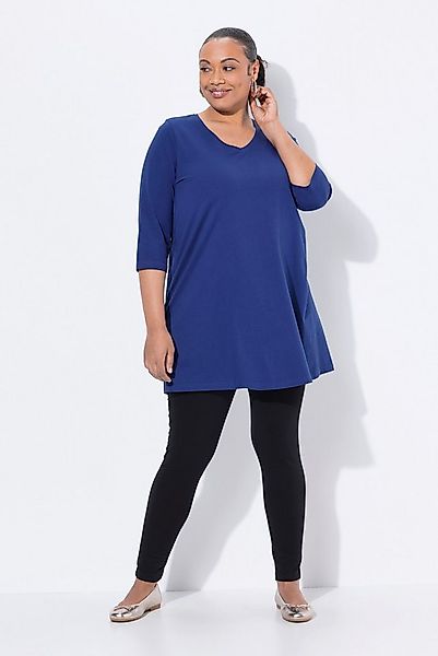 Ulla Popken Longshirt Longshirt A-Linie V-Ausschnitt 3/4-Arm günstig online kaufen