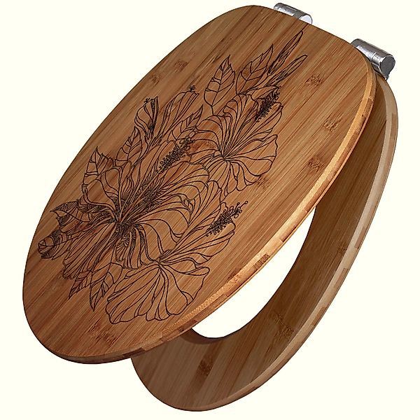 Banjado WC Sitz Bambus Holz Mit Gravur Toilettendeckel Mit Absenkautomatik günstig online kaufen