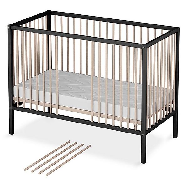 Sämann Babybett Babybett Sleepy 60x120 cm Matratze SleepPlus, schwarz/natur günstig online kaufen