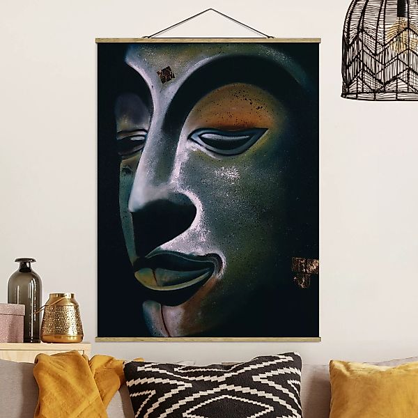 Stoffbild Kunstdruck mit Posterleisten - Hochformat Assam Buddha günstig online kaufen