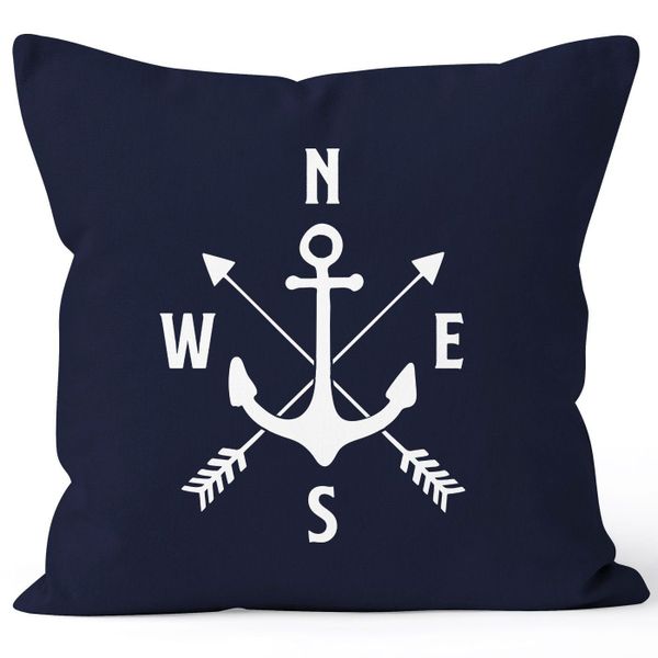 MoonWorks Dekokissen Maritimer Kissen-Bezug Anker Kompass günstig online kaufen