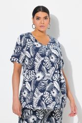 Ulla Popken T-Shirt T-Shirt Federn A-Linie günstig online kaufen