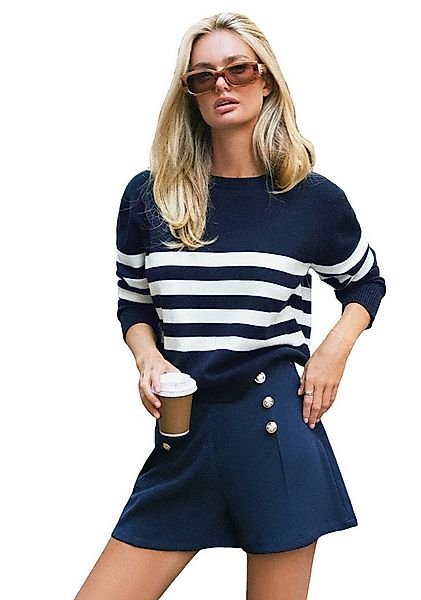 Cupshe Strickpullover Gestreifter Langärmeliger Rundhals günstig online kaufen