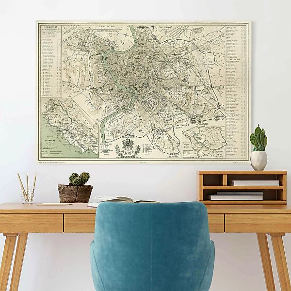 Leinwandbild Vintage Stadtplan Rom Antik günstig online kaufen