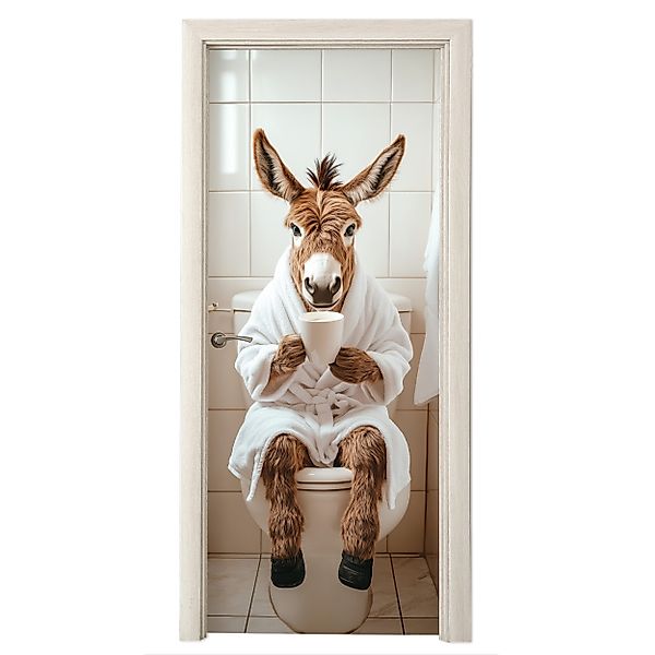 MuchoWow Türtapete Esel - WC - günstig online kaufen