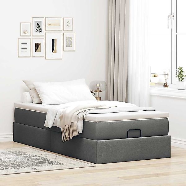 vidaXL Bett Ottoman-Bett mit Matratze Dunkelgrau günstig online kaufen