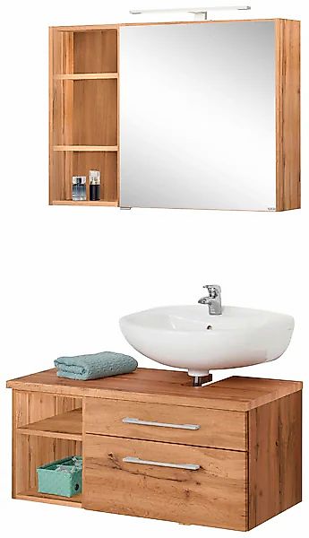 welltime Badmöbel-Set »Davos« 3 Stk. tlg. mit LED-Beleuchtung, Hängeschrank günstig online kaufen