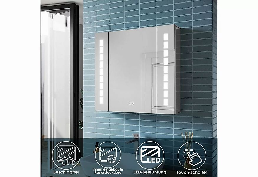 SONNI Badezimmerspiegelschrank Spiegelschrank LED Beleuchtung Aluminum Stec günstig online kaufen