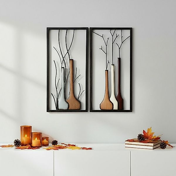 GILDE Wanddekoobjekt Wandbild Set Vase Herbst günstig online kaufen