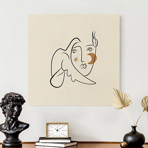 Leinwandbild auf Naturcanvas Picasso Interpretation - Dame mit Taube II günstig online kaufen