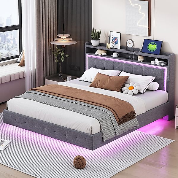 BlingBin Polsterbett Doppelbett mit LED-Beleuchtung und günstig online kaufen