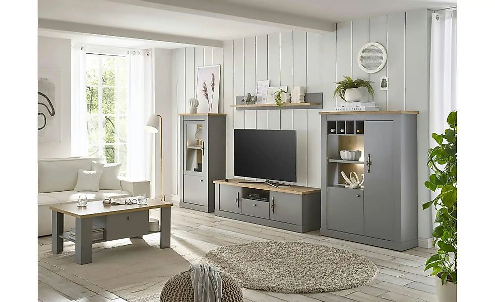 Wohnwand   ¦ grau ¦ Maße (cm): B: 352 H: 44 Kommoden & Sideboards > Wohnwän günstig online kaufen
