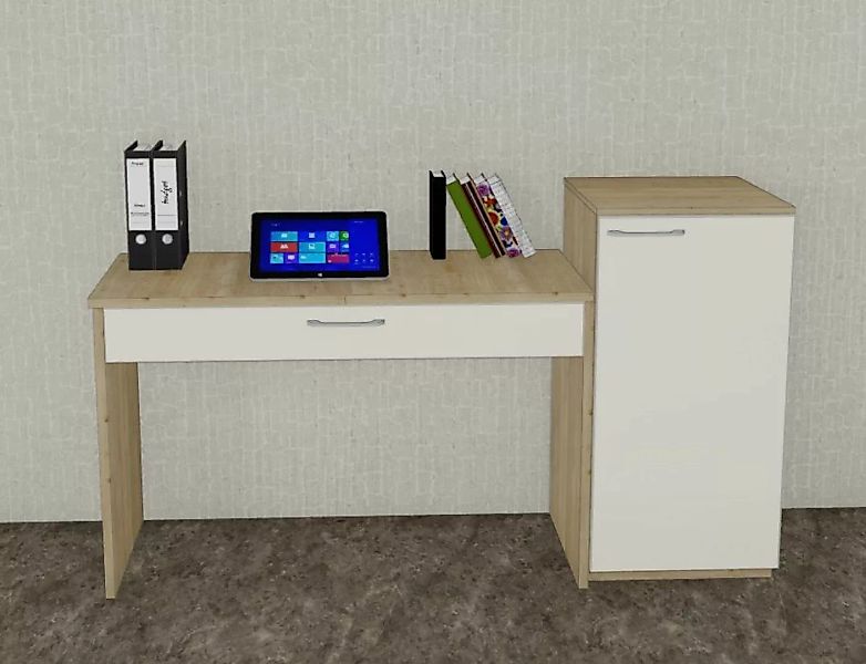 Büromöbel MANKAWORK 6.1B Magnolie-Eiche Schreibtisch 175 cm Homeoffice Heim günstig online kaufen