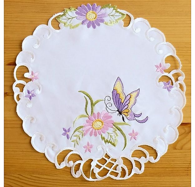 matches21 HOME & HOBBY Tischdecke Mitteldecke Stick Schmetterlinge Ø 30 cm günstig online kaufen