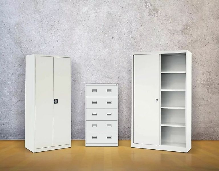 Bisley Aktenschrank Schiebetürenschrank Eco Stahl 2 Fachböden 3 OH verkehrs günstig online kaufen