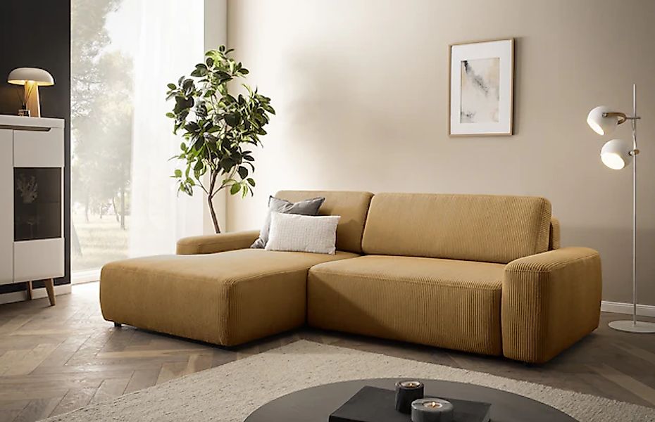 INOSIGN Ecksofa »TORGE (264cm), Schlafsofa in Cord, Samtvelours o Struktur günstig online kaufen