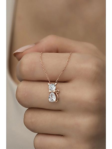 Nisan Kette und Anhänger Set, 925er Silber Halskette Katze mit Zirkonia, ro günstig online kaufen